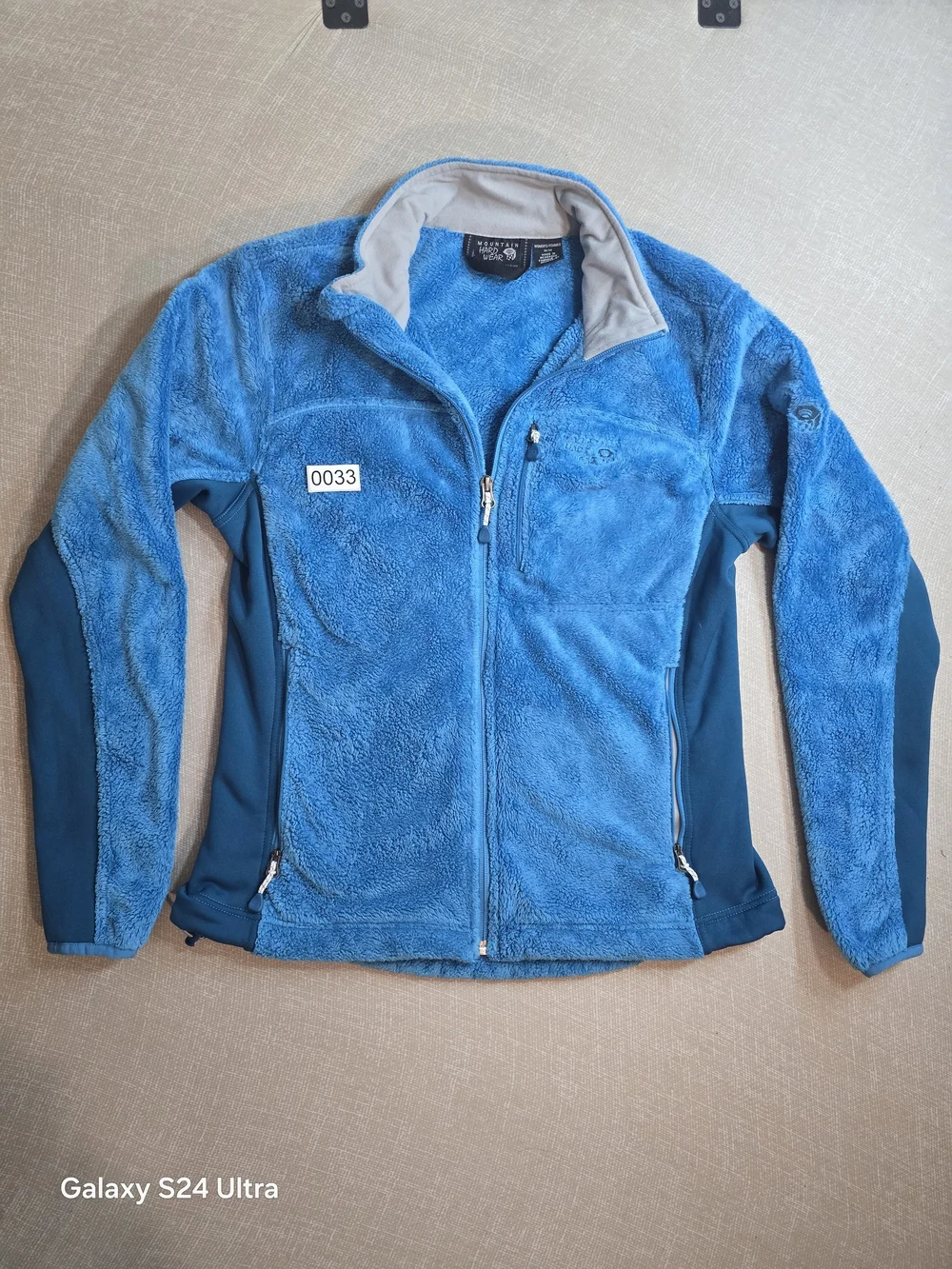 Mountain Hardwear Fleece Jacket Womens Small Blue Full Zip Lined Pockets Hiking